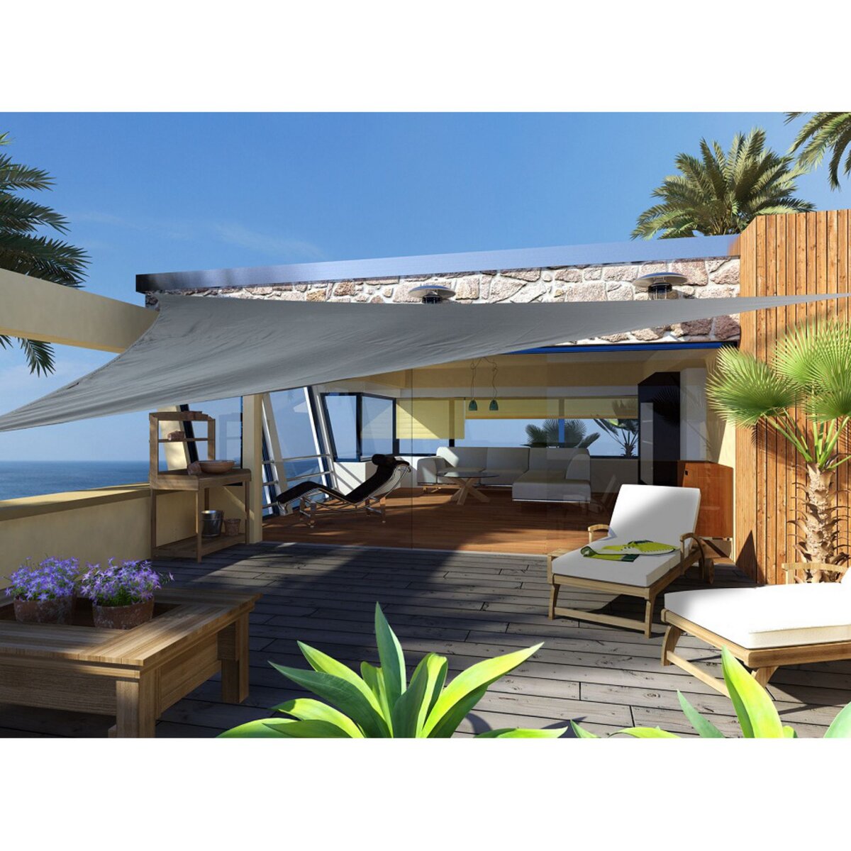 Voile d'ombrage triangulaire 3x3x3m gris SHADOW