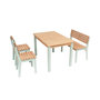 Voir la diapositive 1 : SWEEEK Table de jardin enfant bois d'acacia + 4 assises vert de gris - Caroline