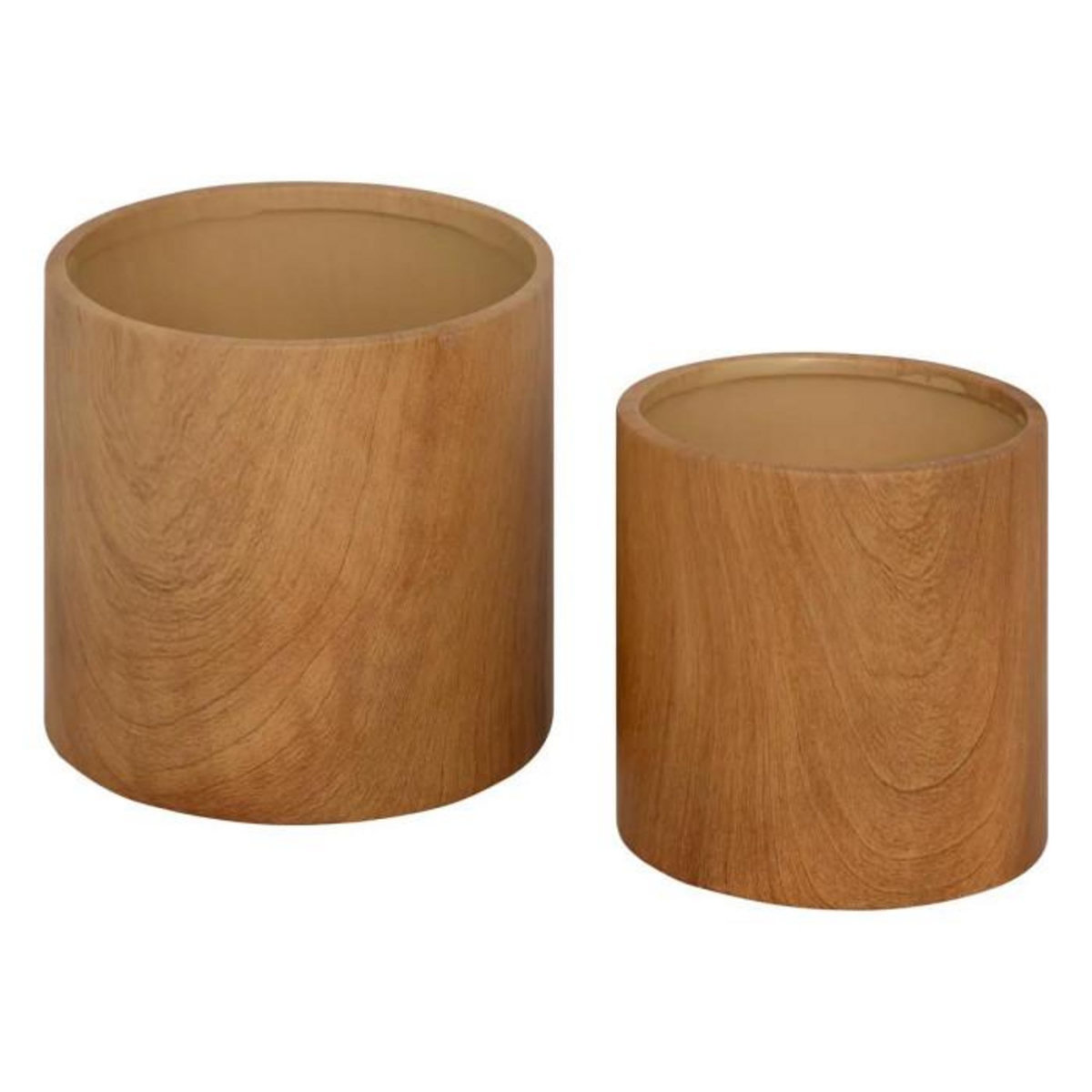 ATMOSPHERA Lot de 2 Cache-Pots Effet Bois  Soa  14cm Naturel