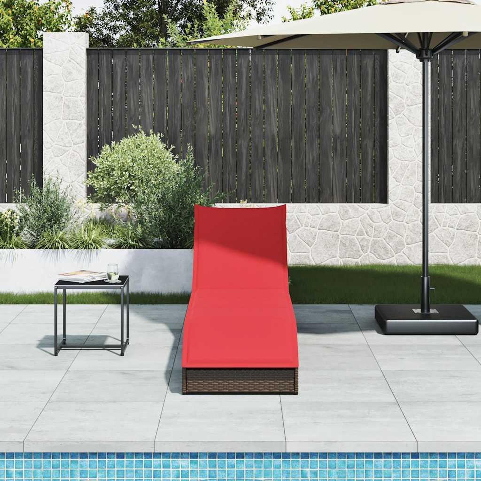 Voir la diapositive 3 : VIDAXL Chaise longue pliante coussin rangement marron resine tressee