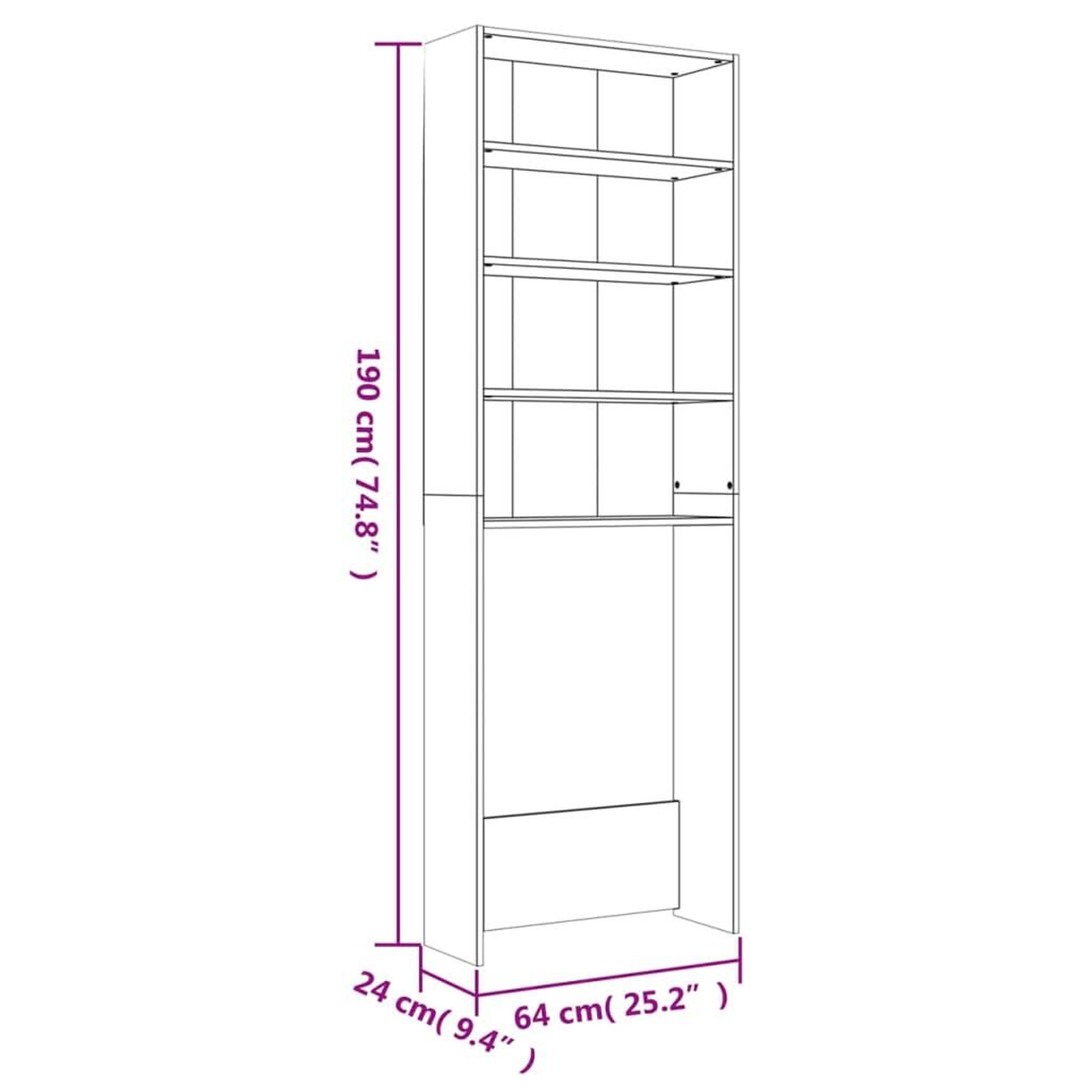 Voir la diapositive 6 : VIDAXL Meuble de machine a laver Chene sonoma 64x24x190 cm