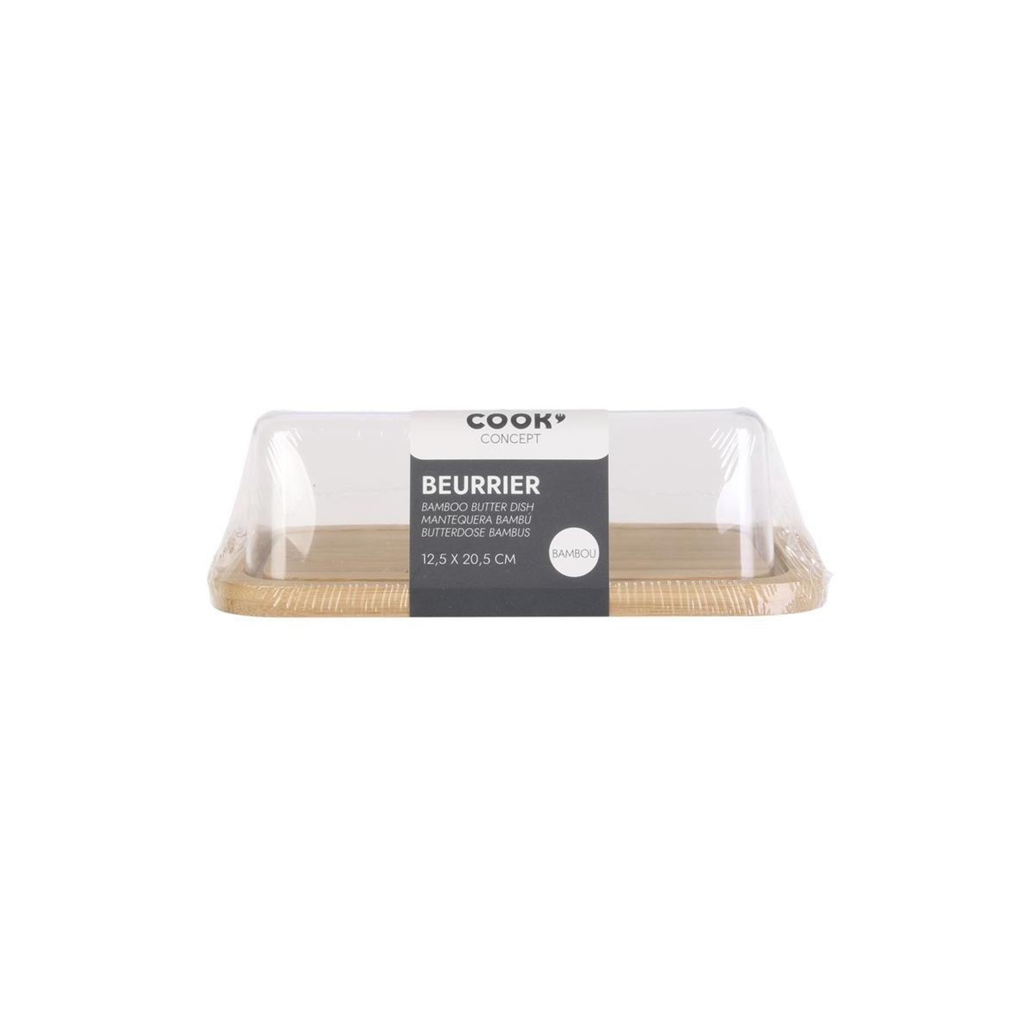 Voir la diapositive 2 : COOK CONCEPT Beurrier Déco  Bambou  20cm Transparent & Naturel