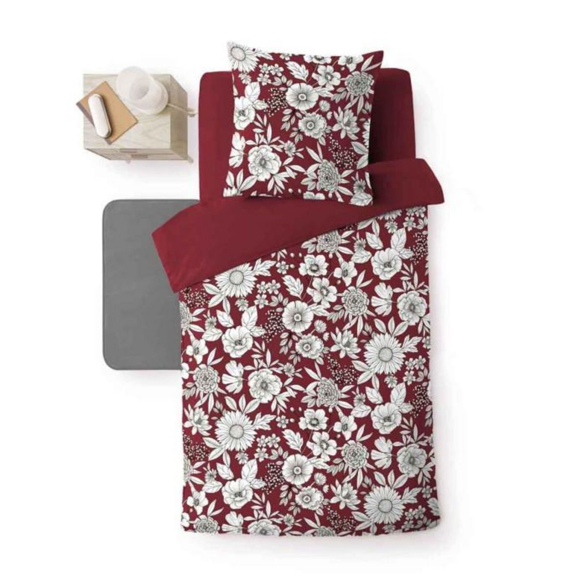 Paris Prix Parure de Lit 2 Pièces  Milady  140x200cm Bordeaux