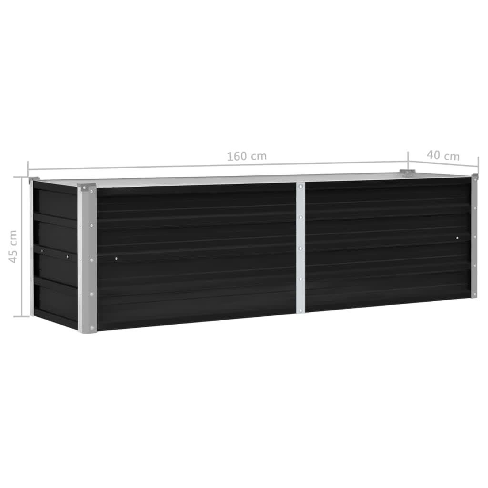 Voir la diapositive 6 : VIDAXL Lit sureleve de jardin Anthracite 160x40x45 cm Acier galvanise
