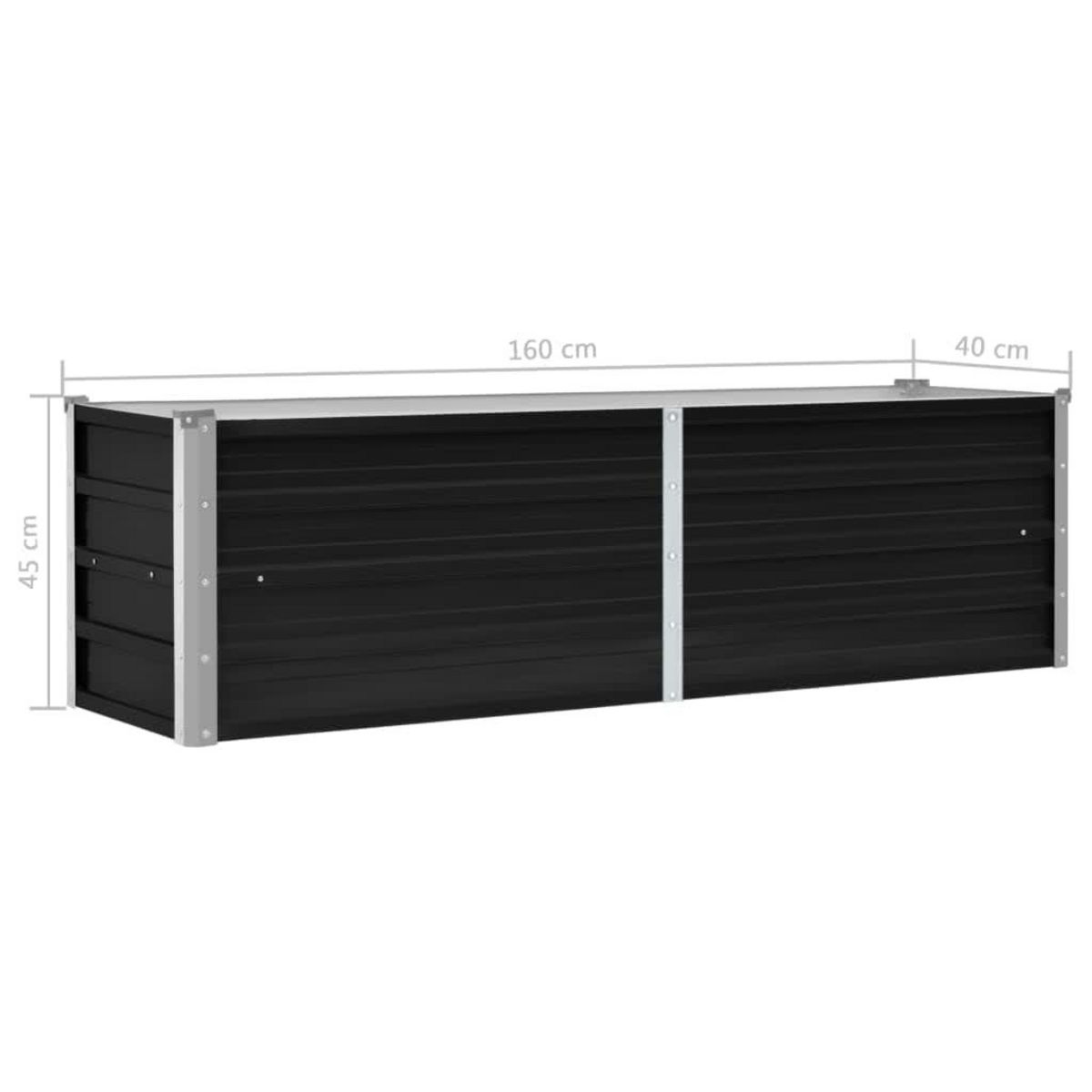 VIDAXL Lit sureleve de jardin Anthracite 160x40x45 cm Acier galvanise