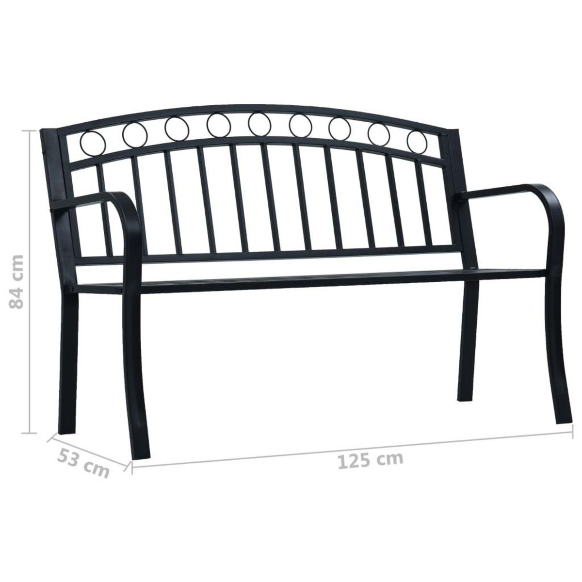 VIDAXL Banc de jardin 125 cm Noir Acier