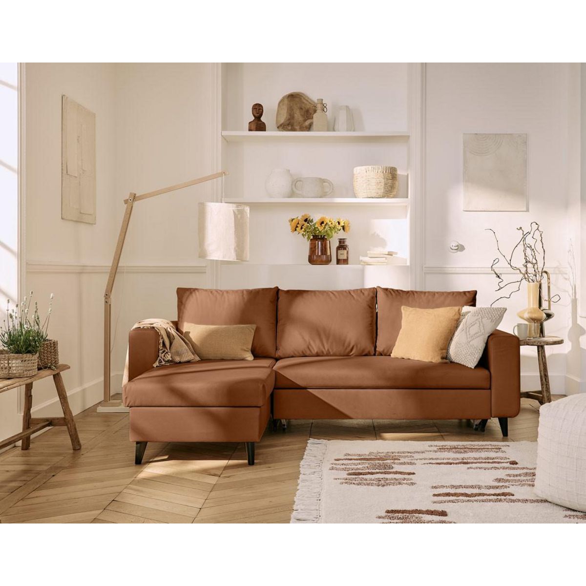 BEST MOBILIER Nordic - canapé d'angle réversible 4 places - convertible avec coffre - en simili