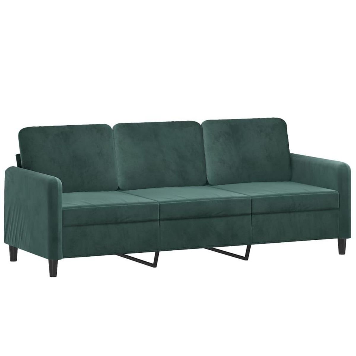 VIDAXL Canape a 3 places Vert fonce 180 cm Velours