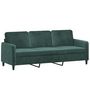 Voir la diapositive 2 : VIDAXL Canape a 3 places Vert fonce 180 cm Velours