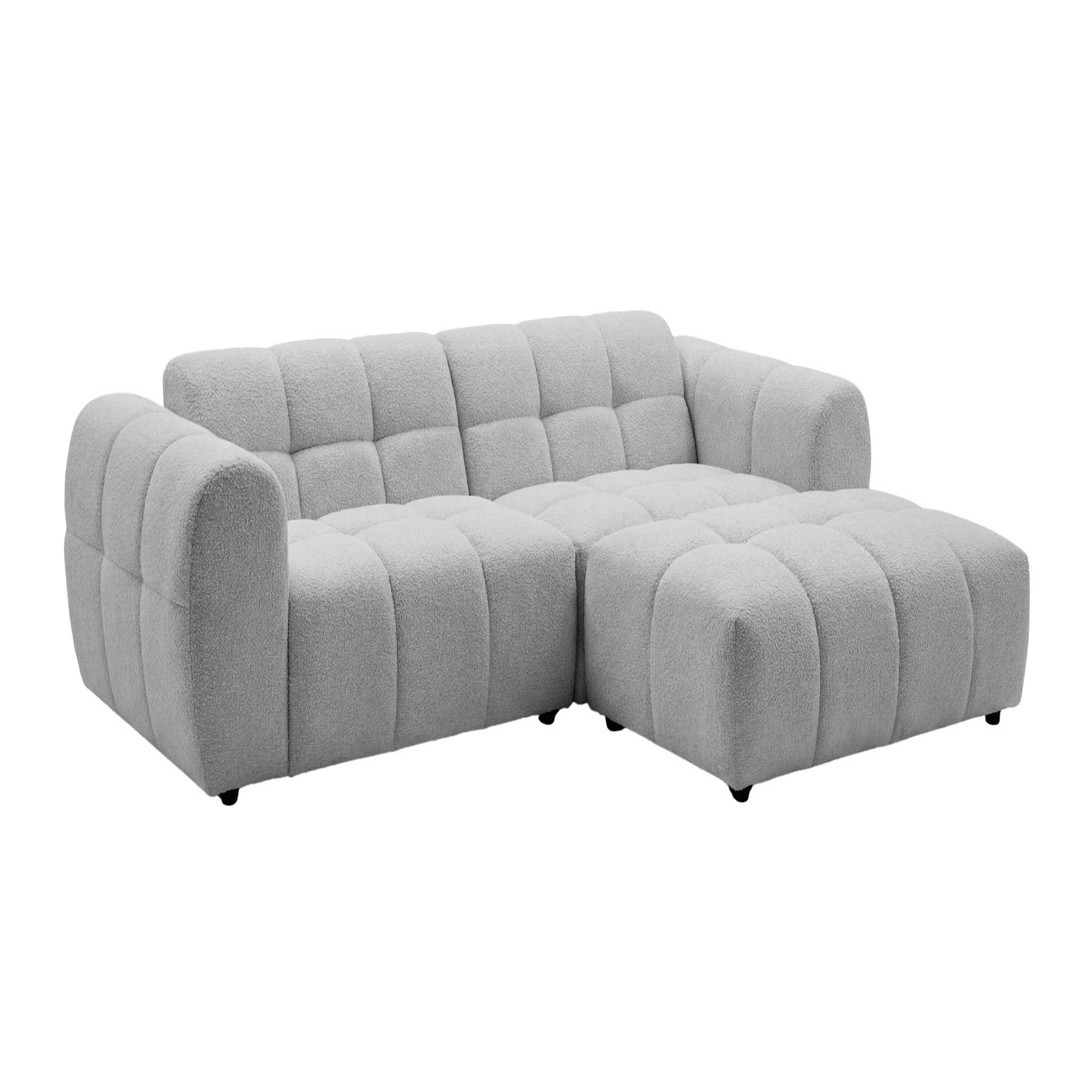 Voir la diapositive 1 : CASANOVA PARIS Alexia mini - canapé d'angle tissu bouclette 3 places