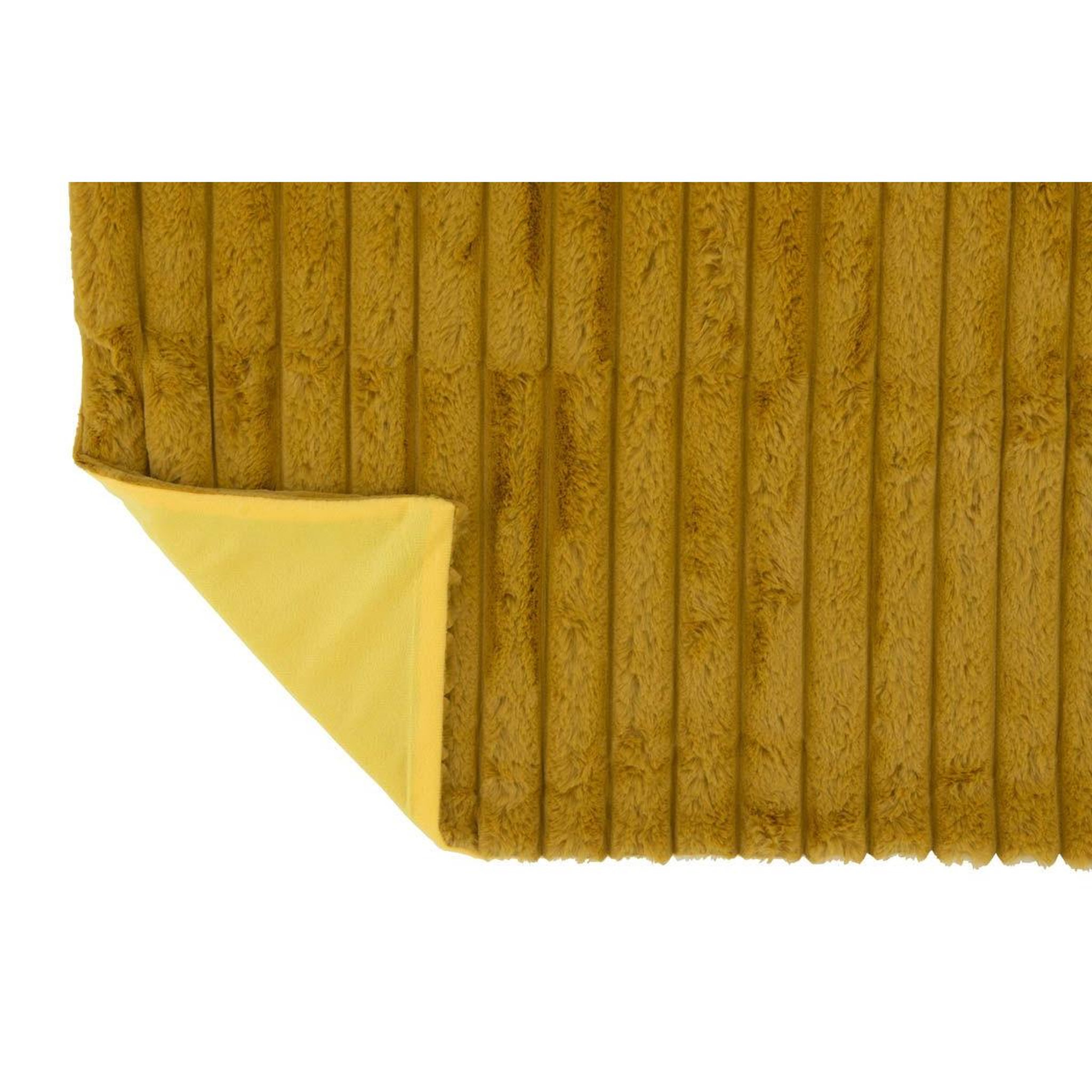 Voir la diapositive 2 : J-LINE Plaid design uni  corduroy  130x180cm ocre foncé