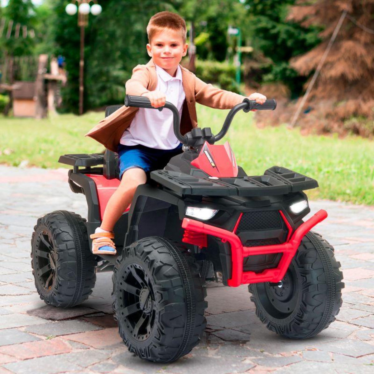 PLAY4FUN Quad électrique 2x 40W pour enfant - avec 4 suspensions, Marche AV/AR et Système audio