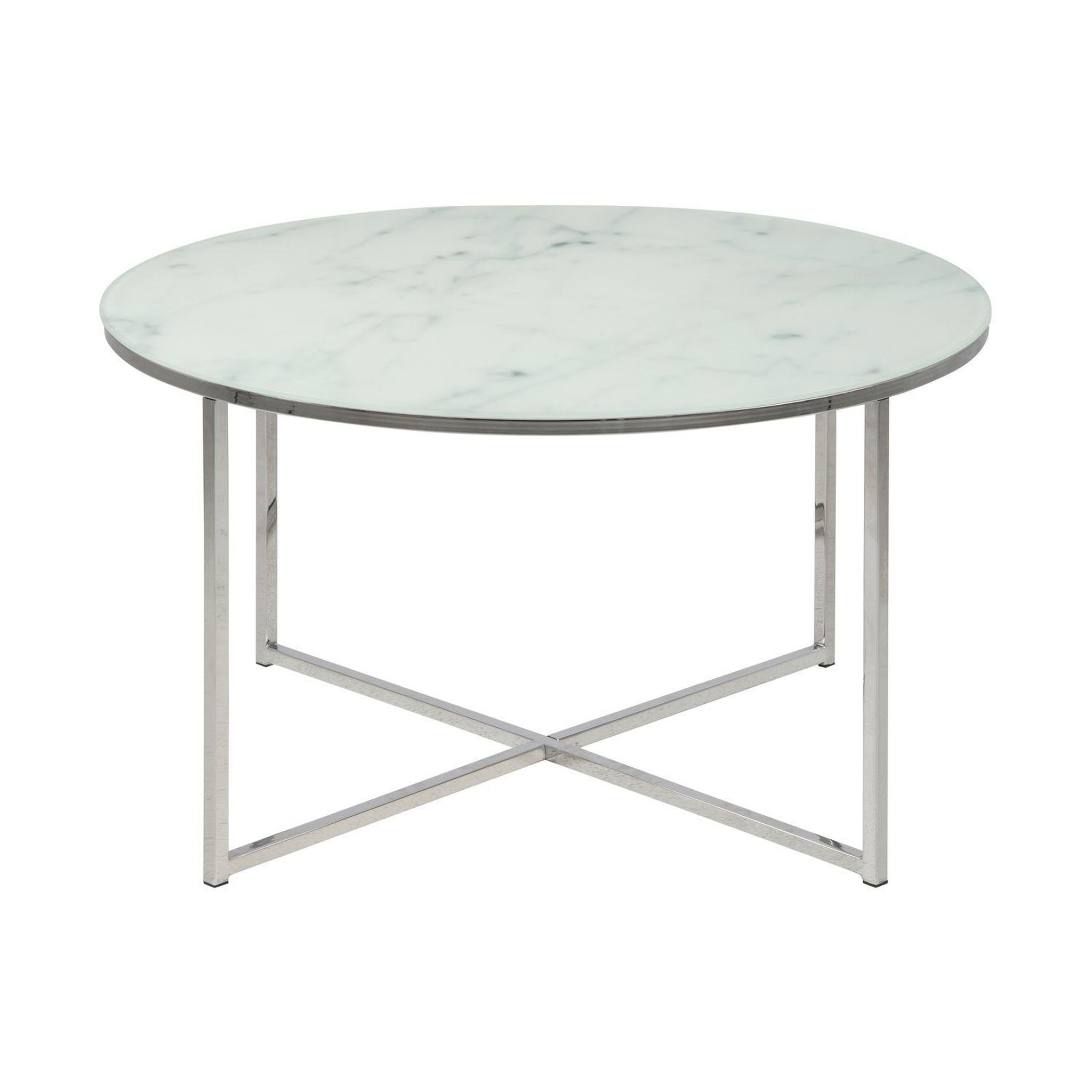 Voir la diapositive 1 : TOILINUX Table basse ronde effet marbre en verre et métal