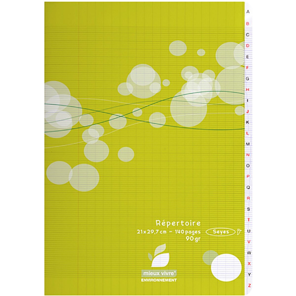 AUCHAN Répertoire piqué 21x29,7cm - 140 pages - Grands carreaux Seyes - vert