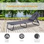 Voir la diapositive 6 : OUTSUNNY Bain de soleil pliable transat inclinable 4 positions chaise longue de lecture 3 coussins fournis gris