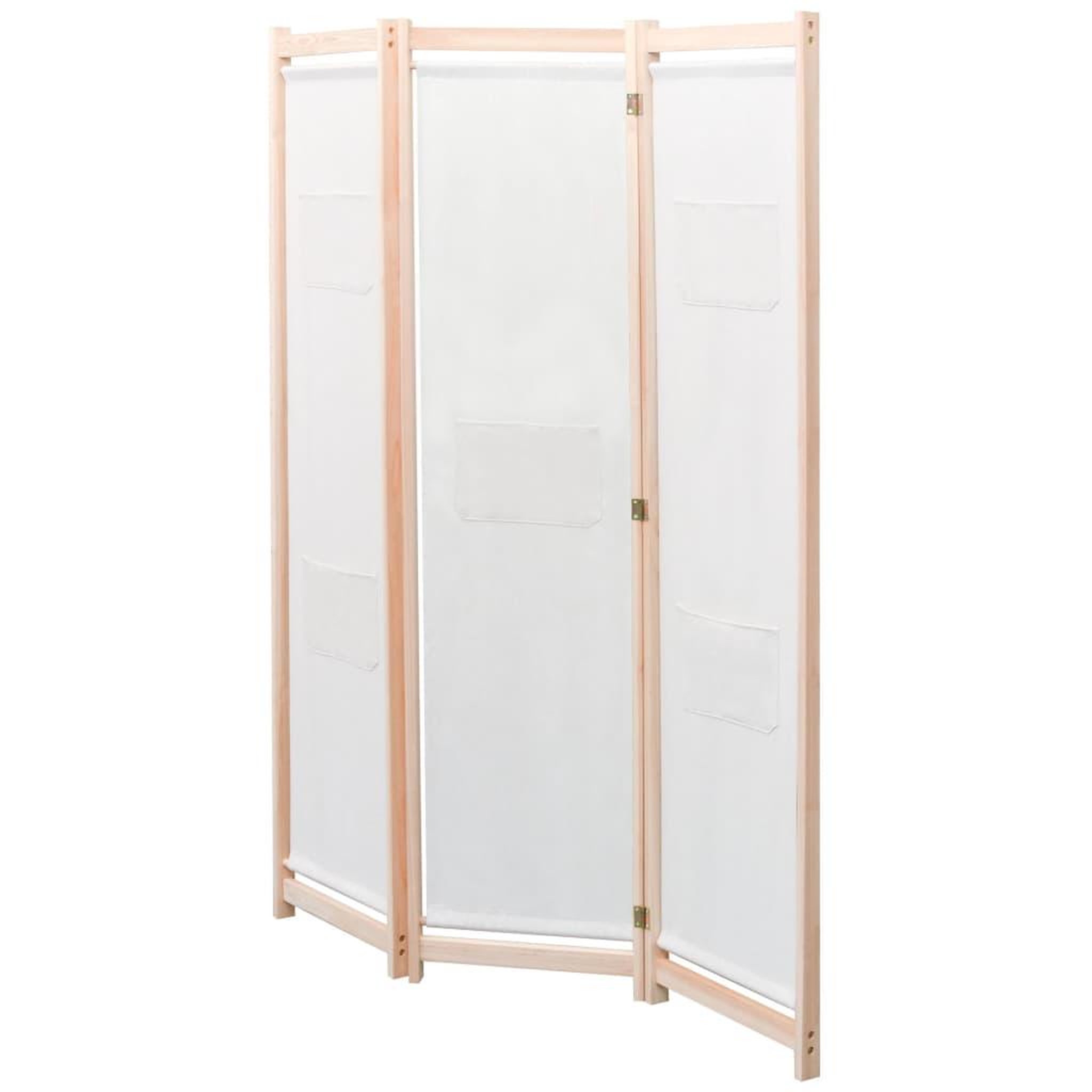 Voir la diapositive 2 : VIDAXL Cloison de separation 3 panneaux Creme 120x170x4 cm Tissu