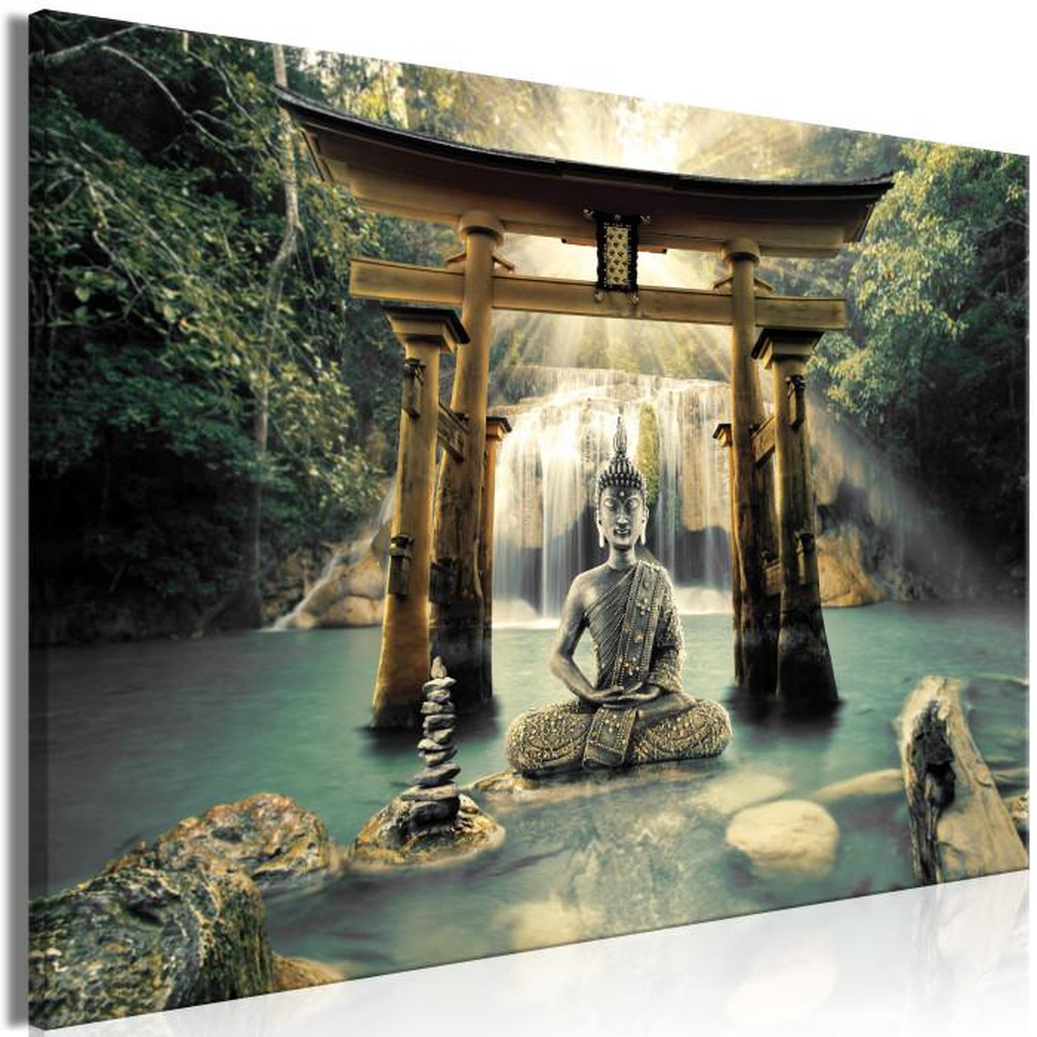 Paris Prix Tableau Imprimé  Buddha Smile Wide. Coloris disponibles : Multicolore
