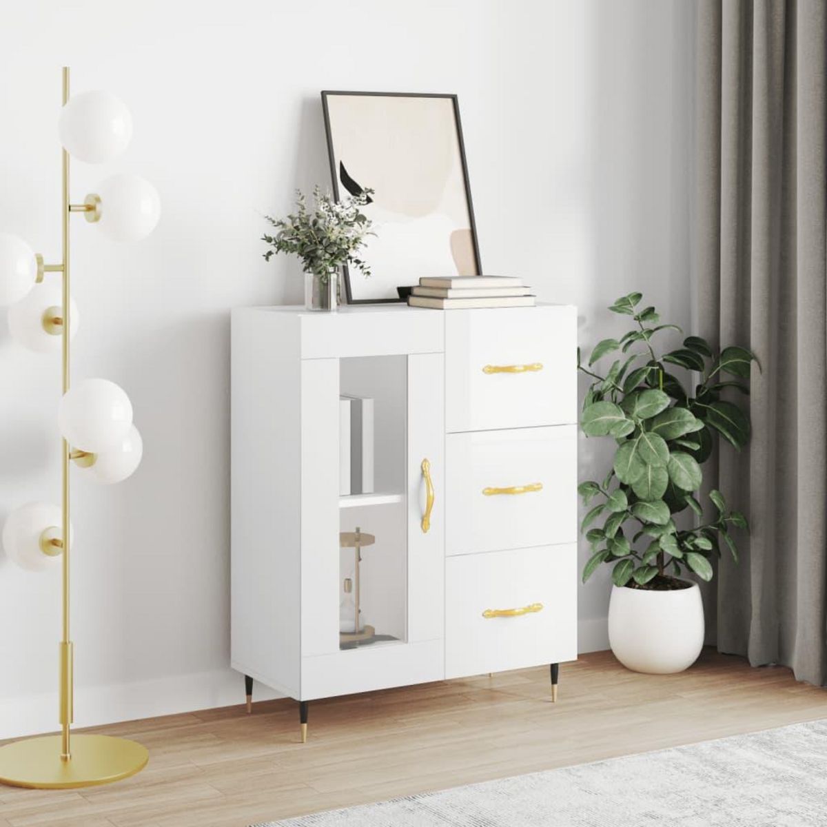 VIDAXL Buffet Blanc brillant 69,5x34x90 cm Bois d'ingenierie