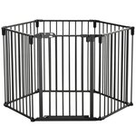 PAWHUT PawHut Barrière de sécurité - parc enclos chien modulable pliable - porte verrouillable - 6 panneaux acier et PP - dim. 362,5L max. x 76H cm noir