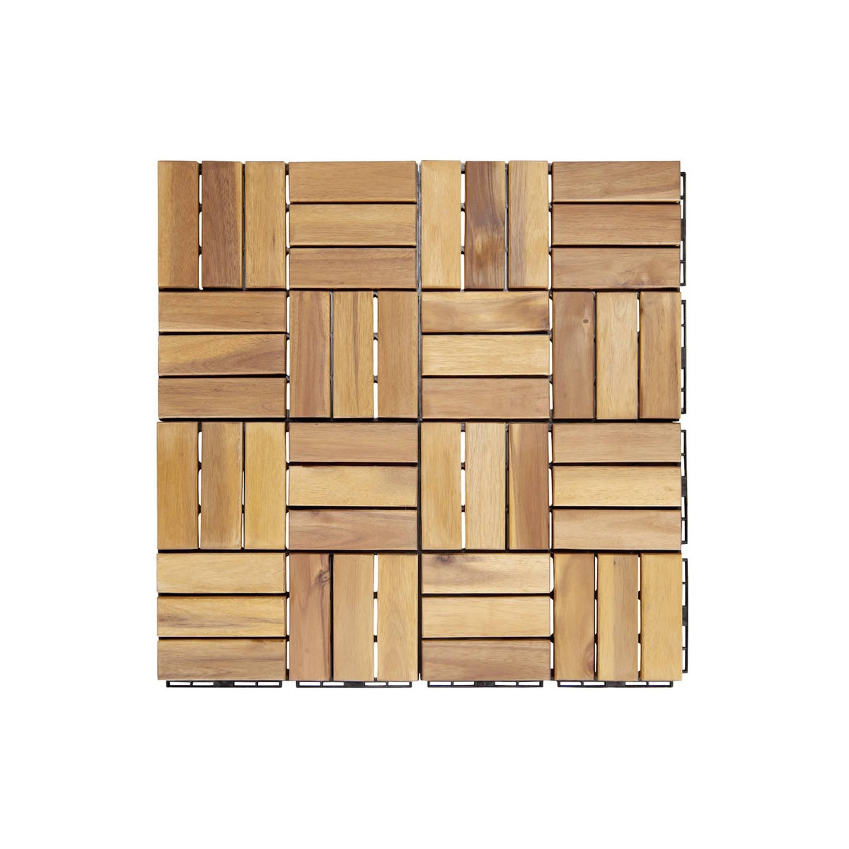 SWEEEK Dalles de terrasses 30 x 30cm en bois d'acacia, motif carré, clipsables