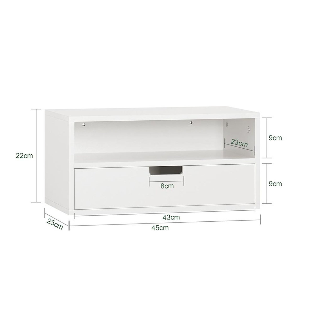 SOBUY Étagère Murale avec Tiroirs Blanc 45x25x22cm NKD03-WX2