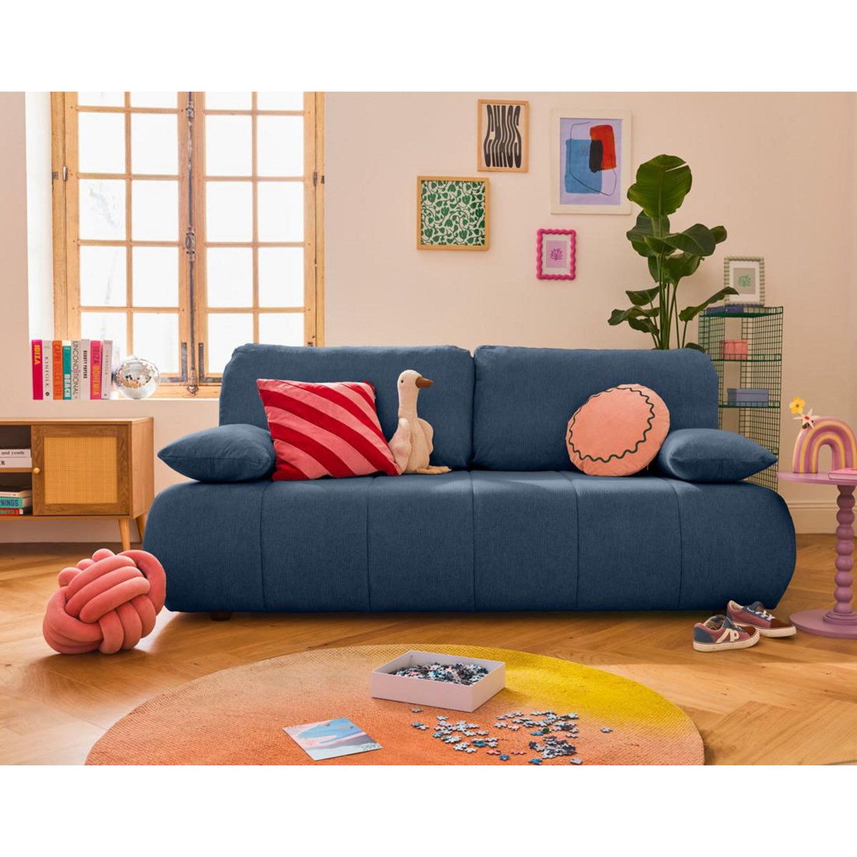 BEST MOBILIER Harper - canapé 3 places convertible avec coffre en tissu texturé