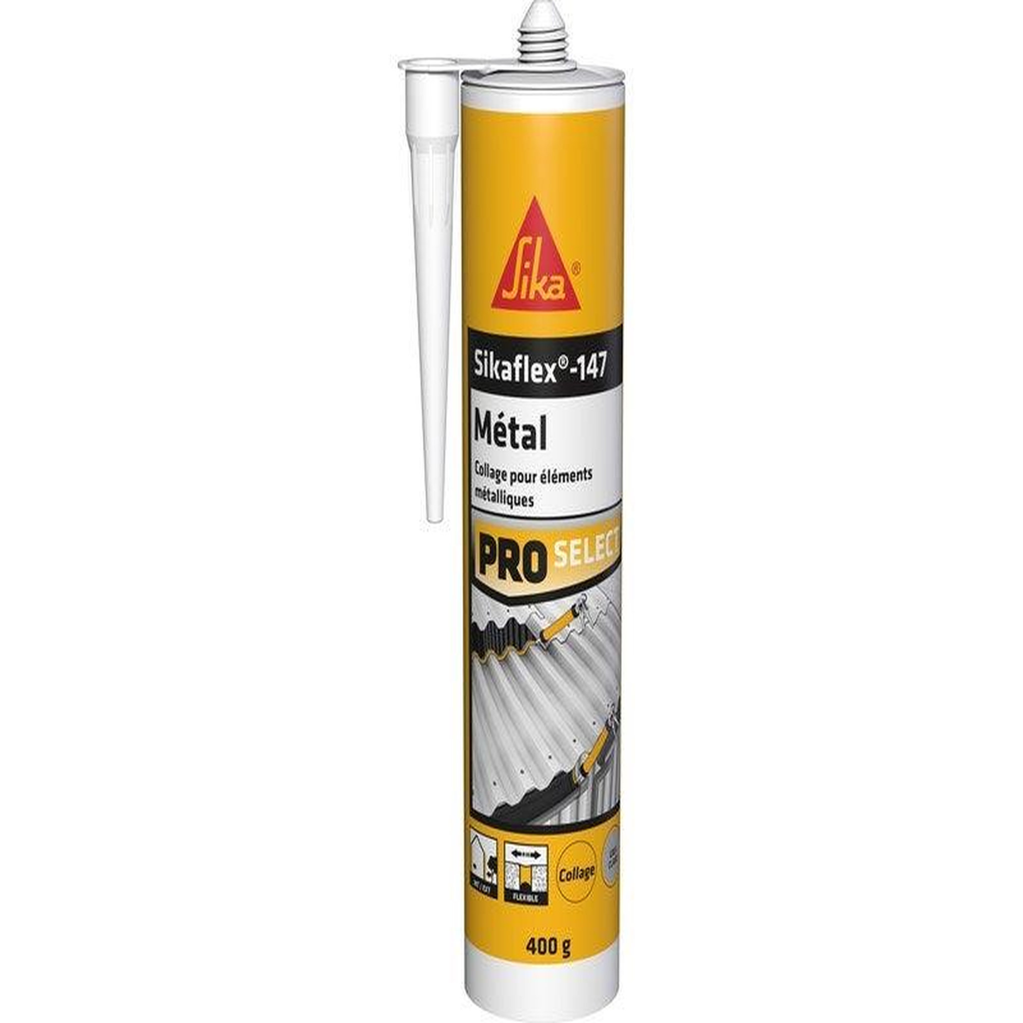 Sika Mastic colle pour éléments métalliques Sikaflex-147 SIKA blanc, 400 g