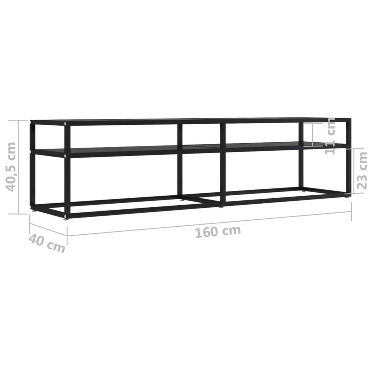 VIDAXL Meuble TV noir 160x40x40,5 cm verre trempe