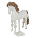 Paris Prix Statuette Déco en Bois  Cheval Marionnette  35cm Blanc