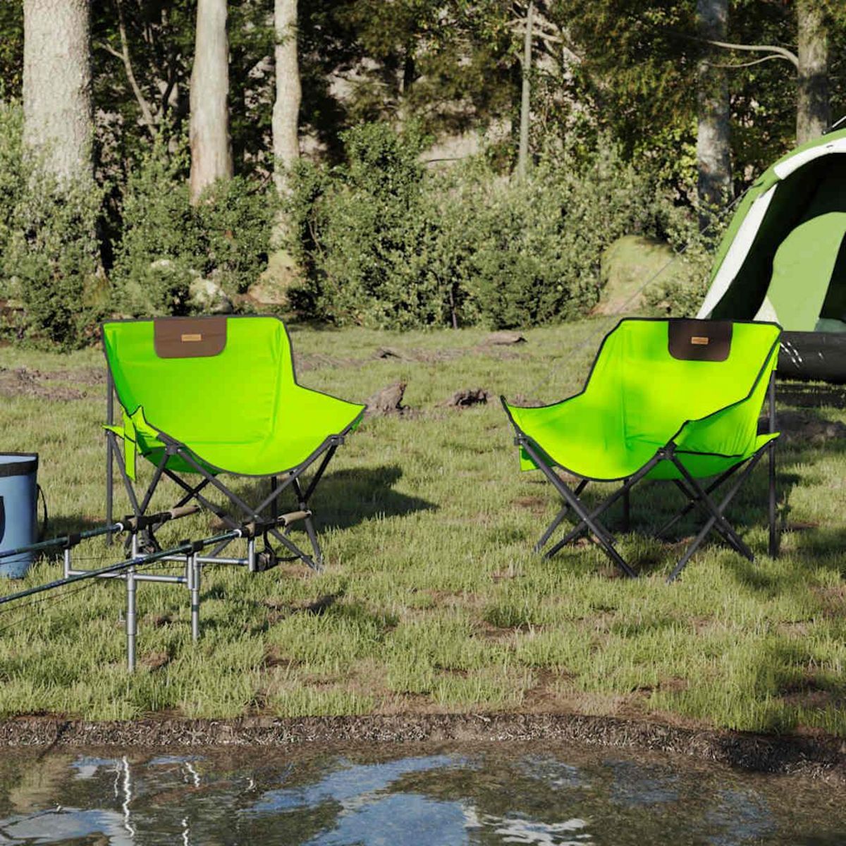 VIDAXL Chaise de camping avec poche pliable lot de 2 vert