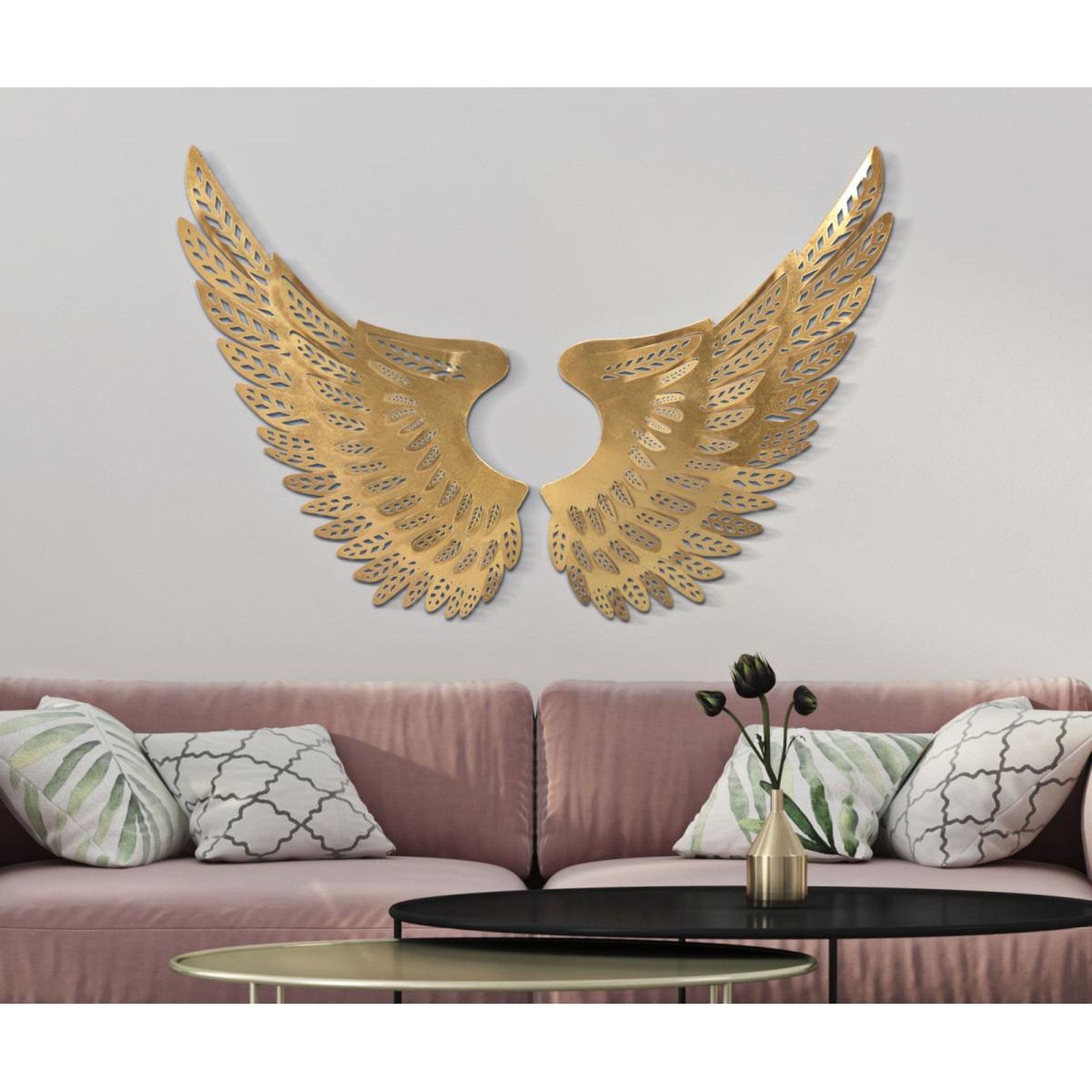 Voir la diapositive 4 : Paris Prix Lot de 2 décorations murales en métal  ali light  90cm or