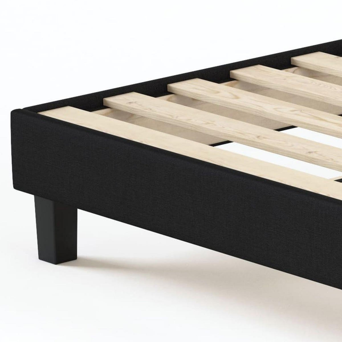 HOMIFAB Sommier à lattes 140x190 tissu déco noir - Axel