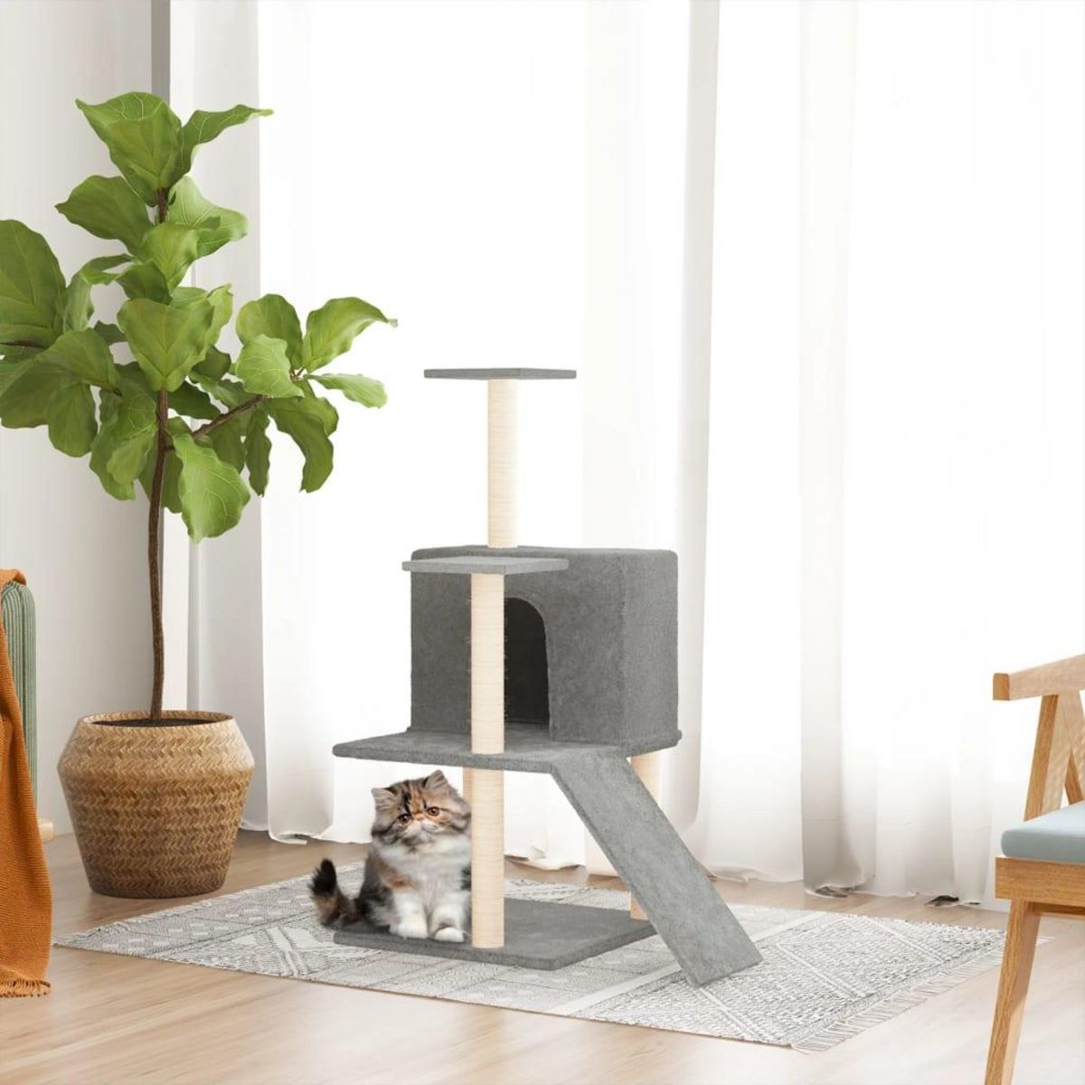 VIDAXL Arbre a chat avec griffoirs en sisal Gris clair 109 cm
