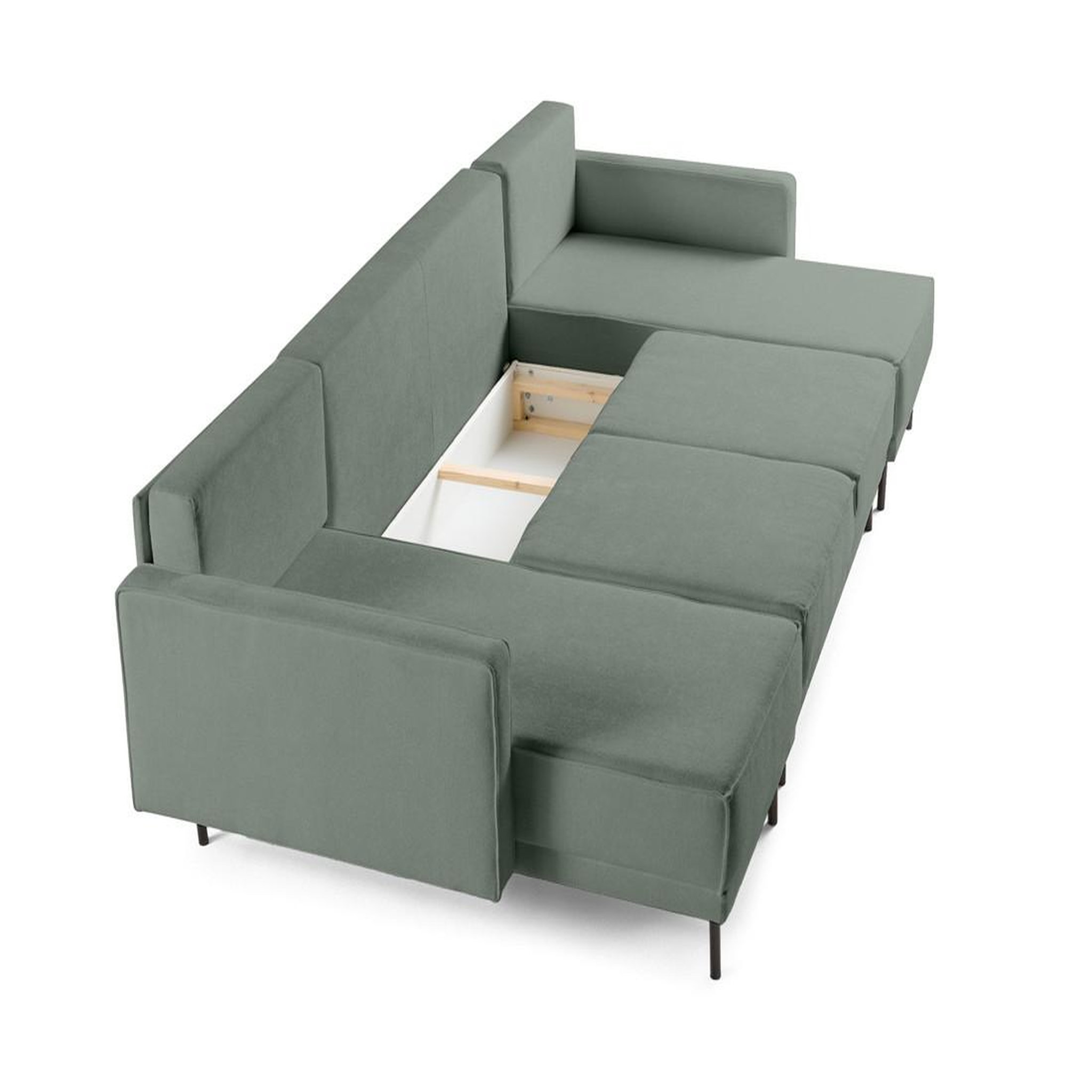 Voir la diapositive 5 : LISA DESIGN Charlie - canapé panoramique en u 7 places - convertible avec coffre - en tissu