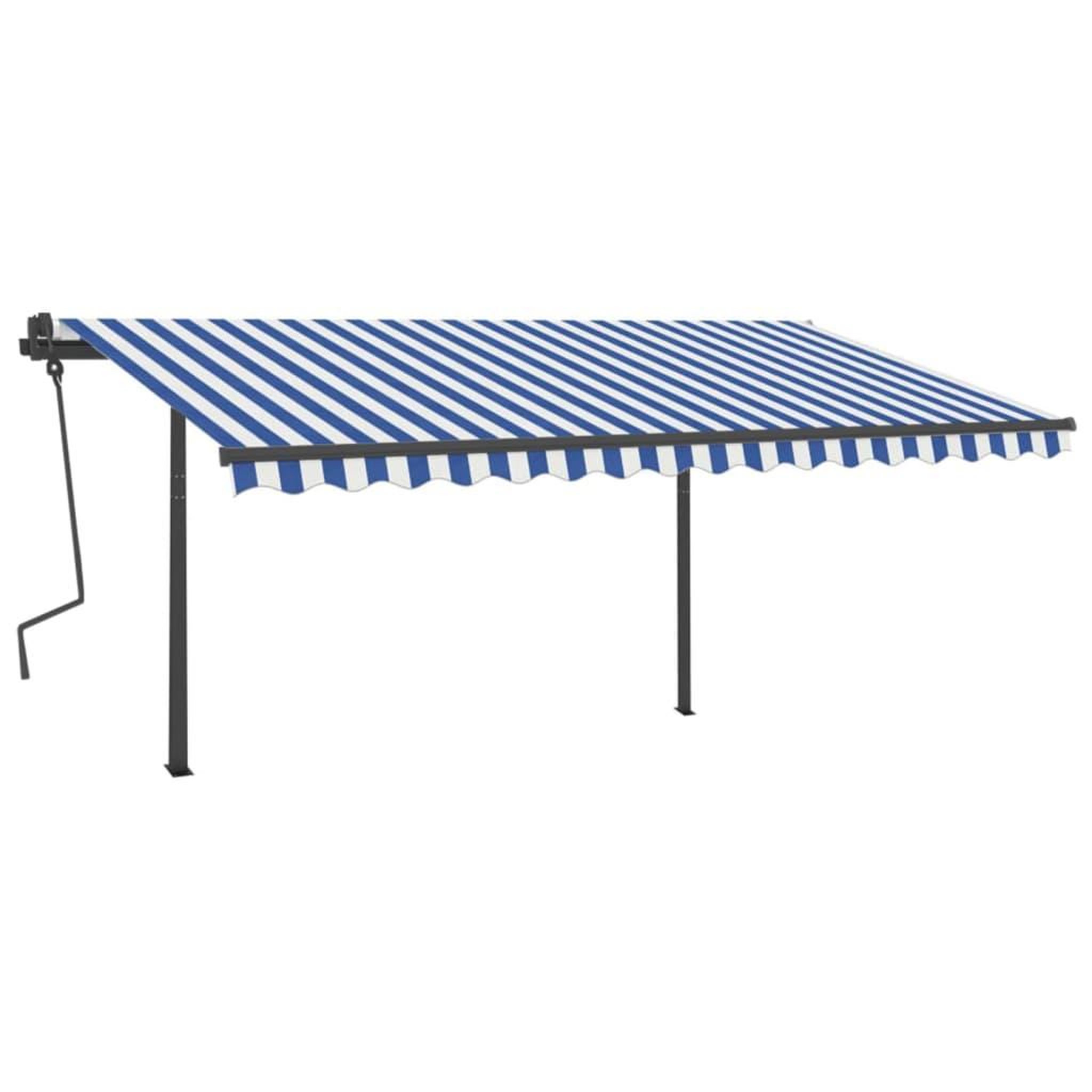 Voir la diapositive 3 : VIDAXL Auvent manuel retractable avec LED 4,5x3 m Bleu et blanc