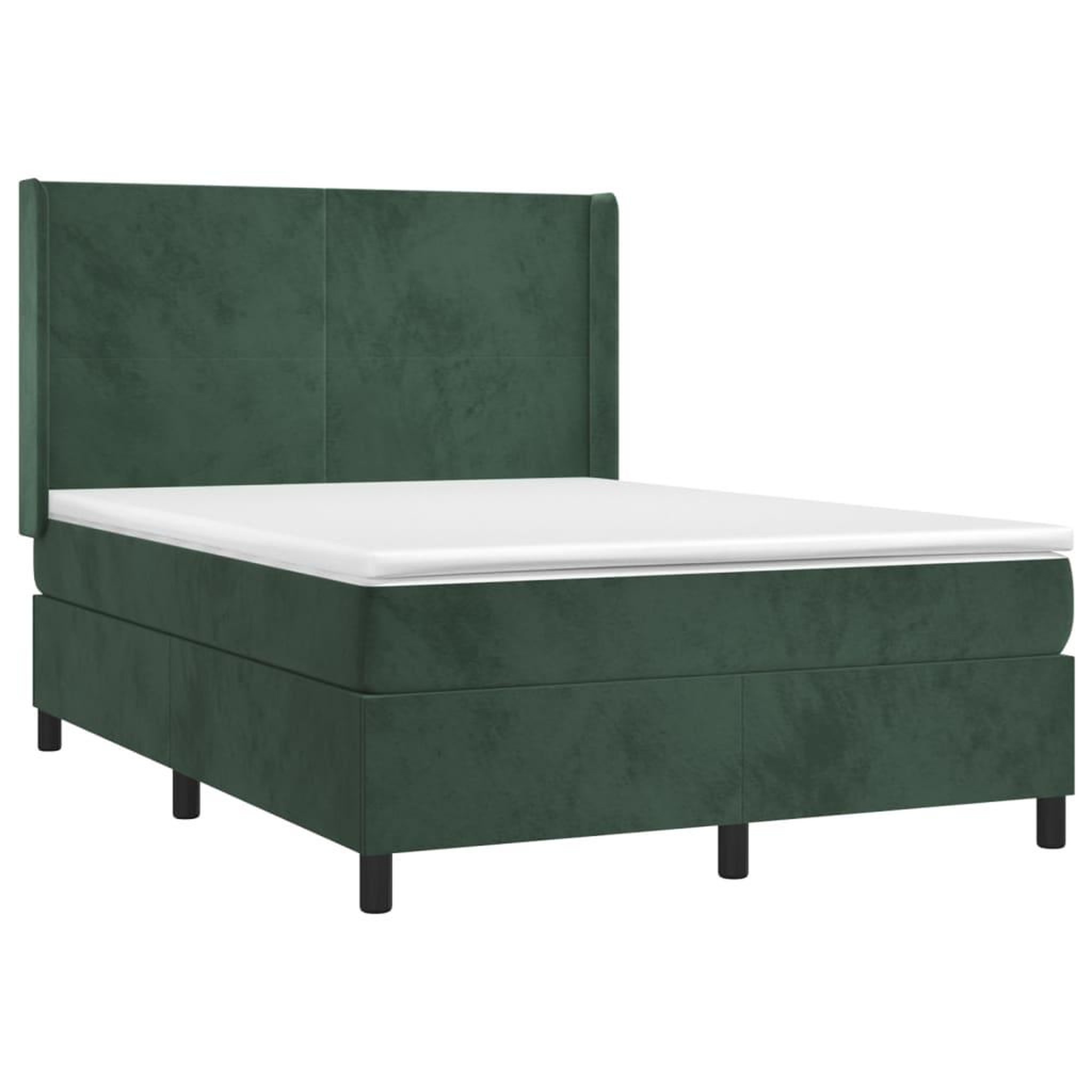 Voir la diapositive 3 : VIDAXL Sommier a lattes de lit et matelas Vert fonce 140x190cm Velours