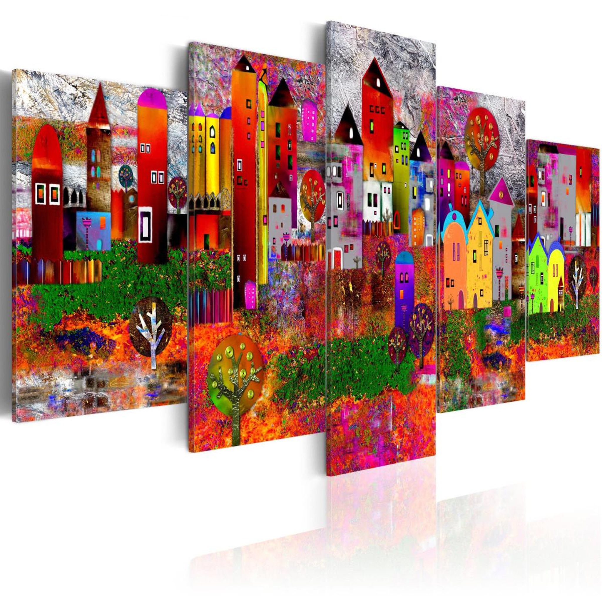 Voir la diapositive 1 : Paris Prix Tableau Imprimé  Colourful Small Town