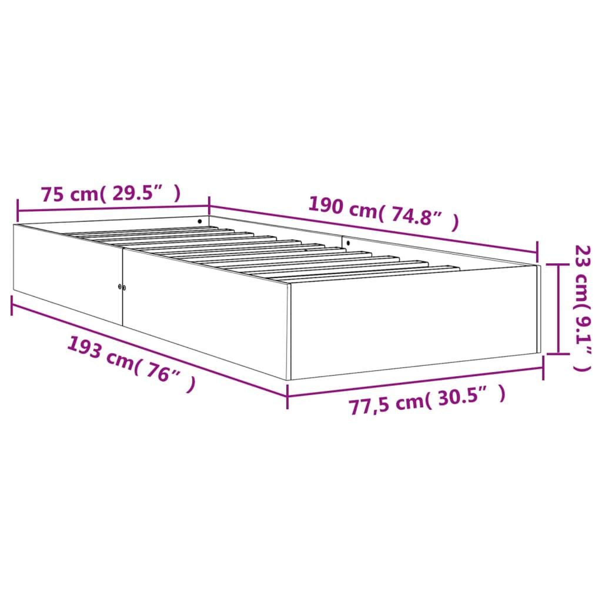 Voir la diapositive 6 : VIDAXL Cadre de lit sans matelas cire marron 75x190 cm bois pin massif