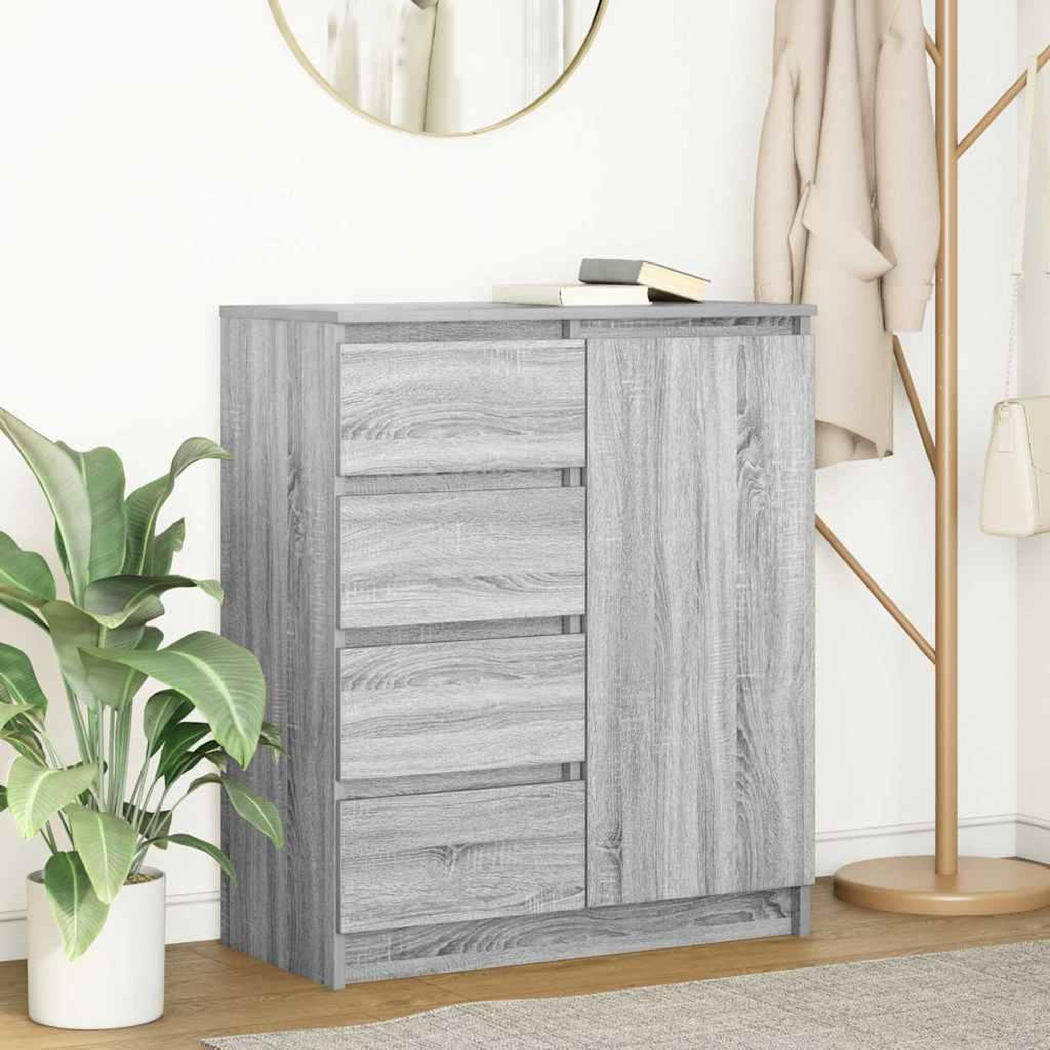 VIDAXL Buffet avec tiroirs sonoma gris 71x35x84 cm bois d'ingenierie