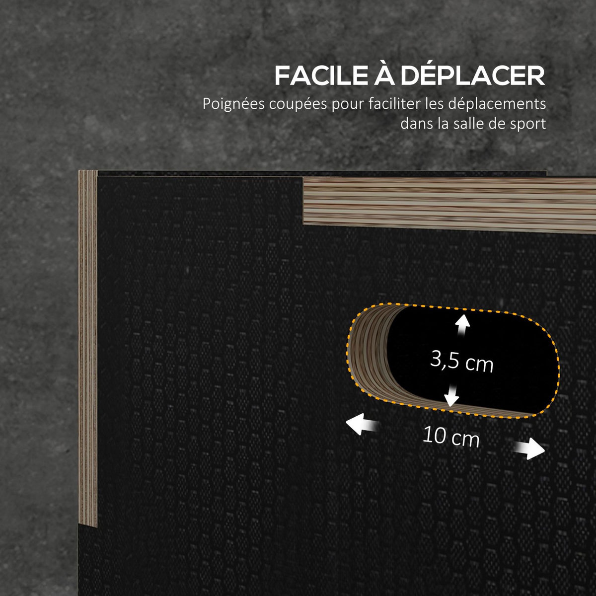 HOMCOM Box jump - box de pliométrie - boite de saut - 3 hauteurs 41/51/61H cm - charge max. 120 Kg - bois surface antidérapante noir