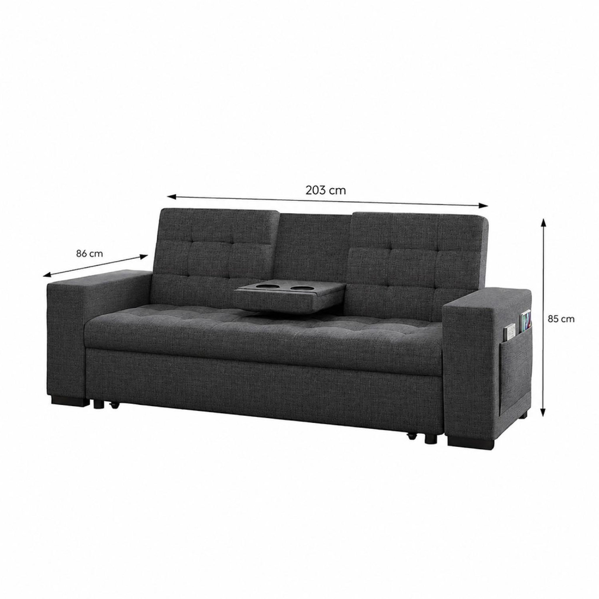 Voir la diapositive 3 : CONCEPT USINE Canapé convertible gris foncé avec rangements noho