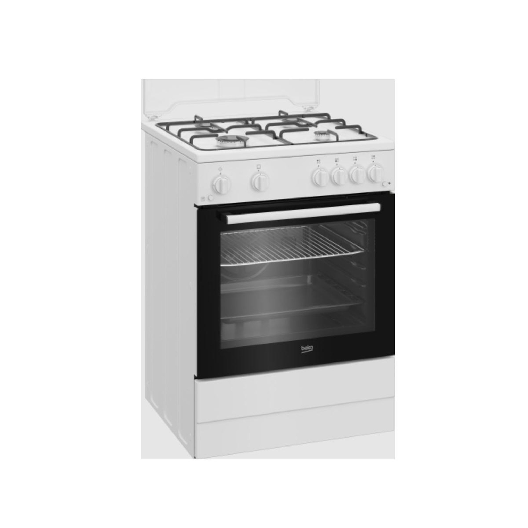 Voir la diapositive 2 : Beko Cuisinière gaz 64l 4 feux blanc - fbg62121wd