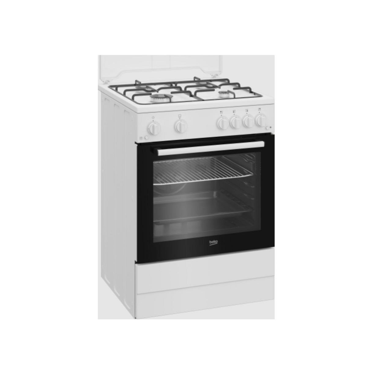 Beko Cuisinière gaz 64l 4 feux blanc - FBG62121WD