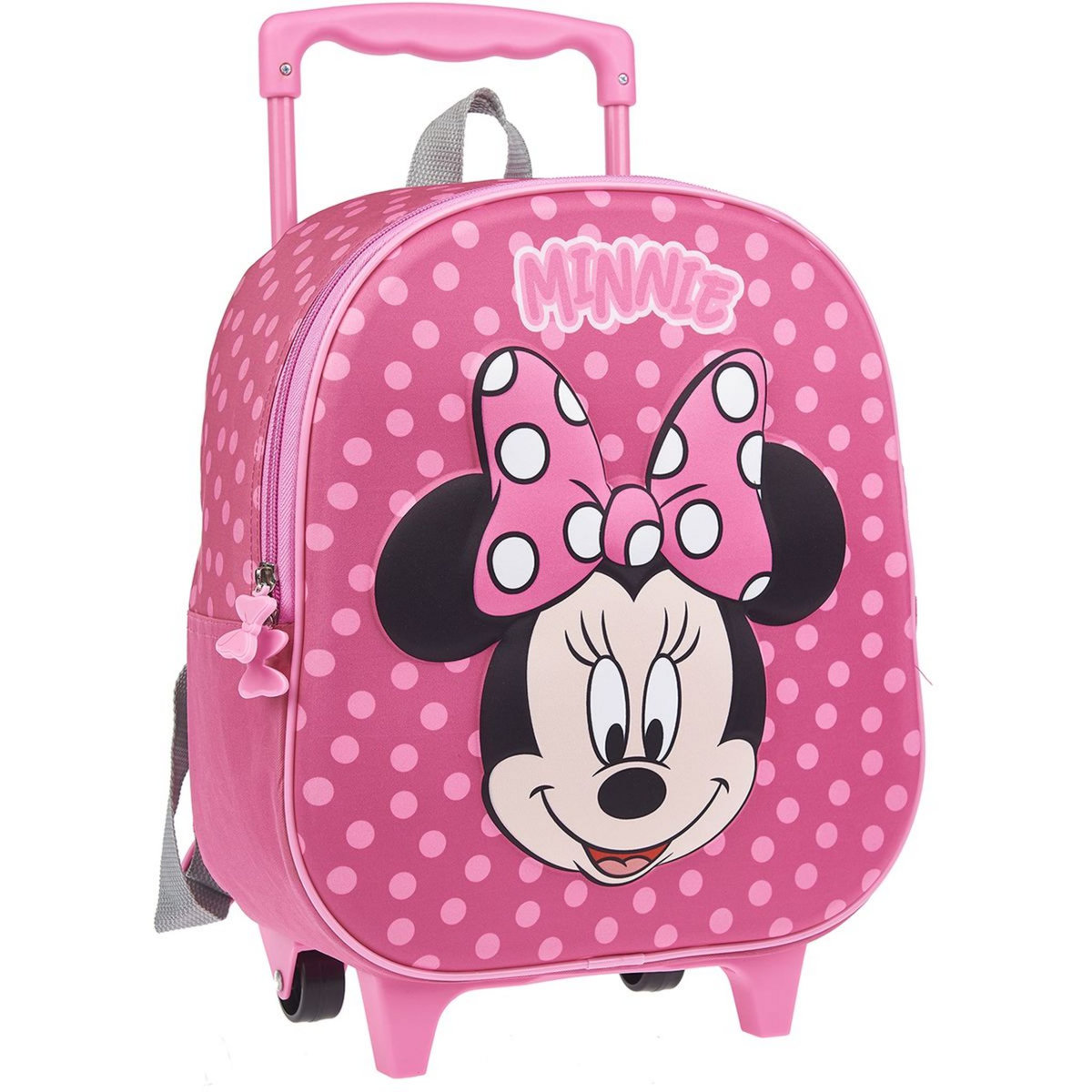 DISNEY Sac maternelle à roulettes 3D rose Minnie