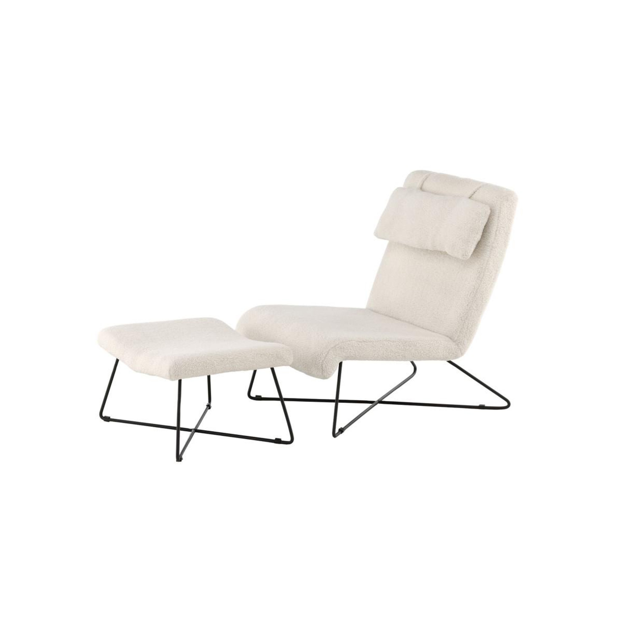 Voir la diapositive 3 : Paris Prix Fauteuil & pouf design bouclette  laconia  88cm blanc