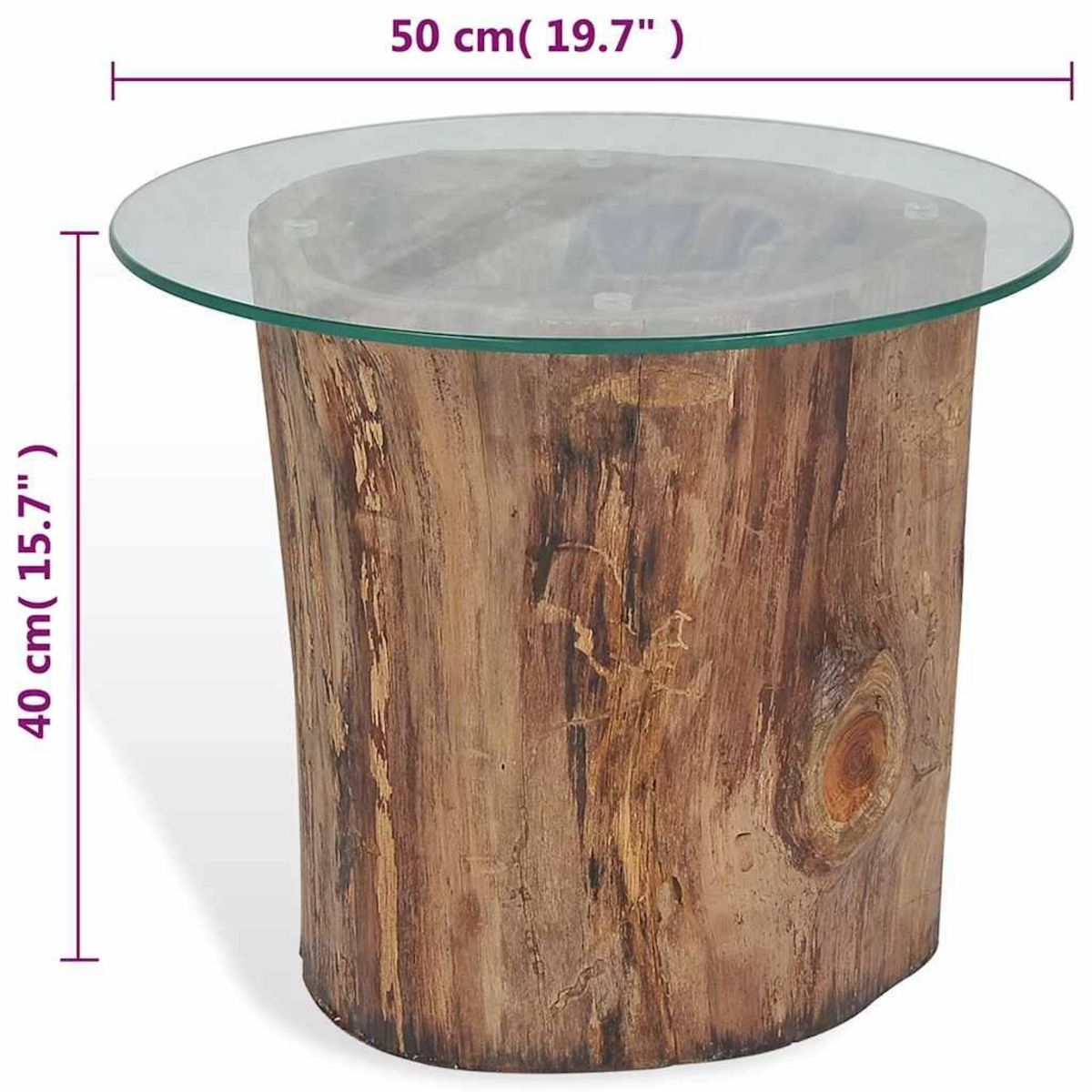 VIDAXL Table basse Teck Verre 50x40 cm