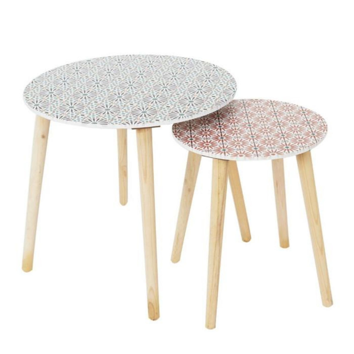 Paris Prix Lot de 2 Tables Gigognes d'Appoint  Patio  48cm Rouge & Noir