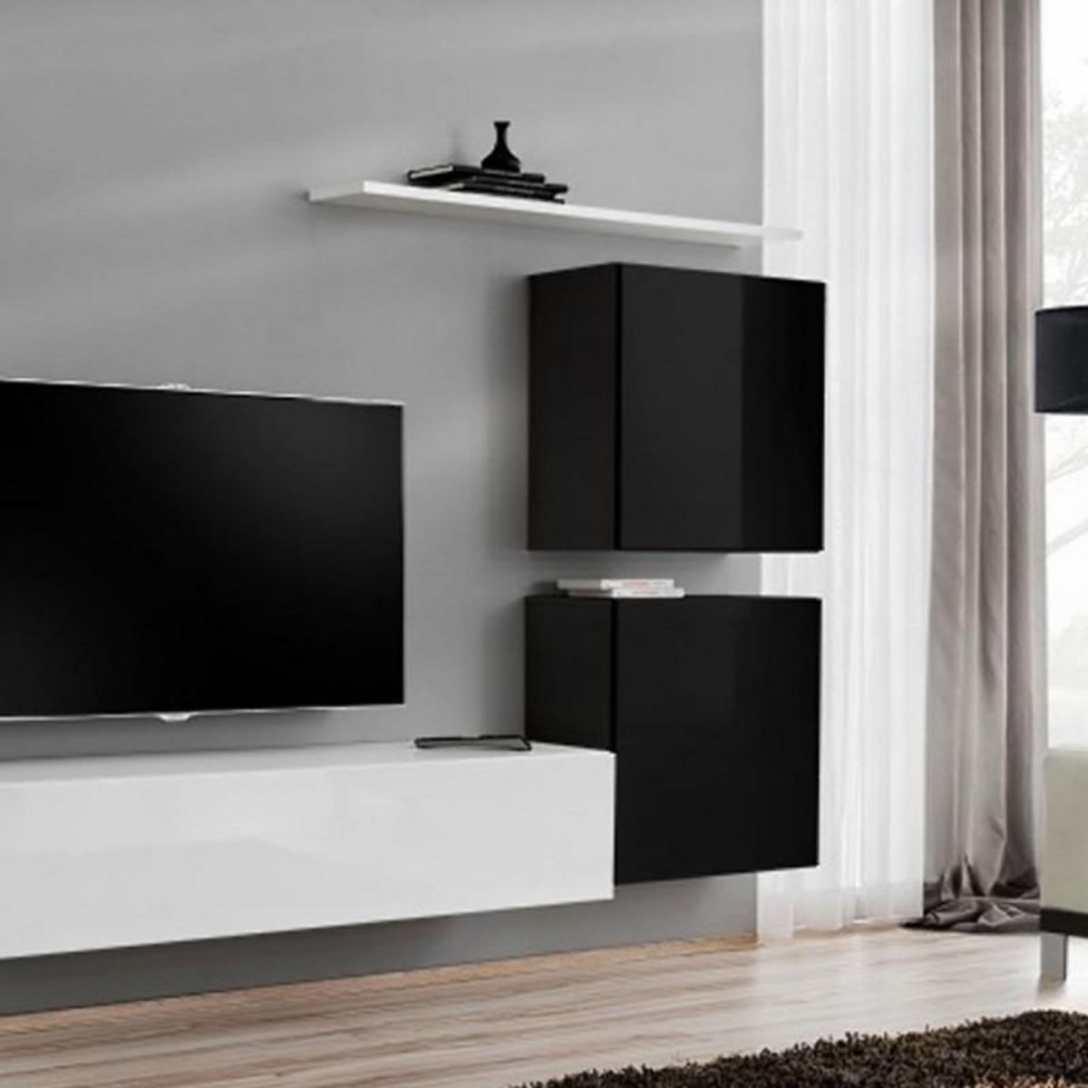 Paris Prix Meuble TV Mural Design  Switch IV  320cm Noir & Blanc