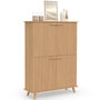 Voir la diapositive 1 : ID MARKET Meuble de rangement 4 portes JULIETTE effet lattes tasseau bois coloris chêne