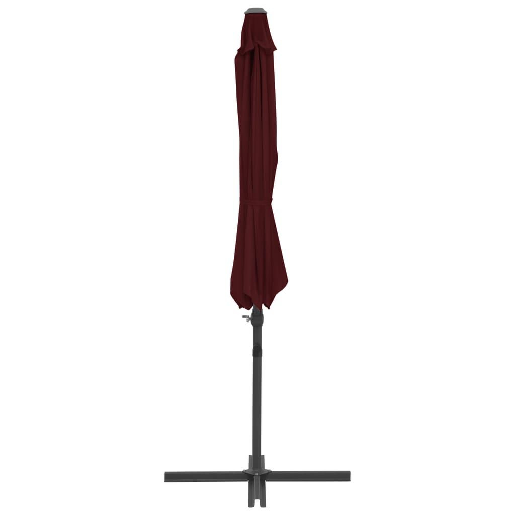 Voir la diapositive 4 : VIDAXL Parasol de jardin en porte-a-faux mat en acier rouge bordeaux